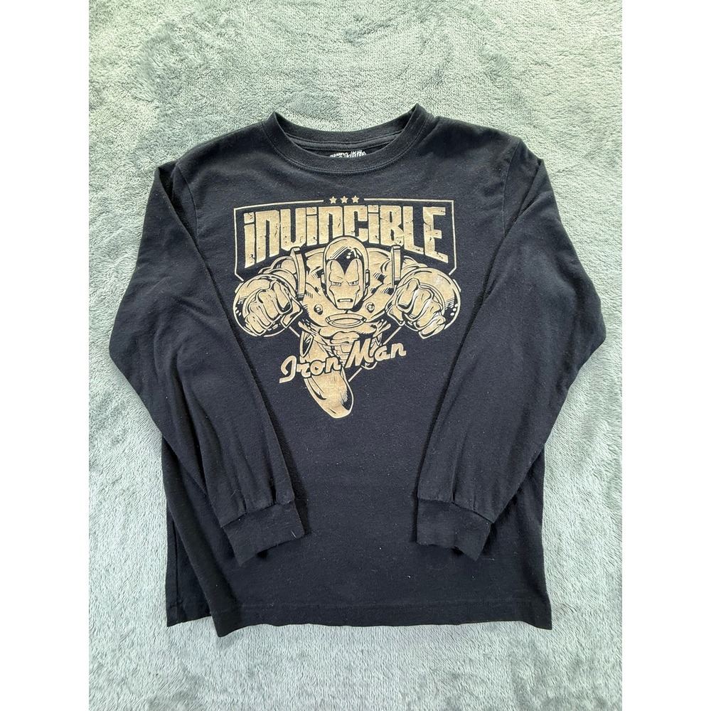 Old Navy Marvel Invincible Iron Man Boys Long Sleeve Graphic Tee Black Size M